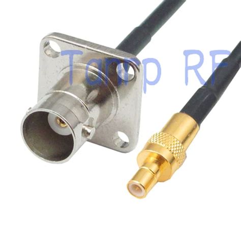 6in BNC Female With 4 Hole Panel To SMB Plug Male RF Connector Adapter