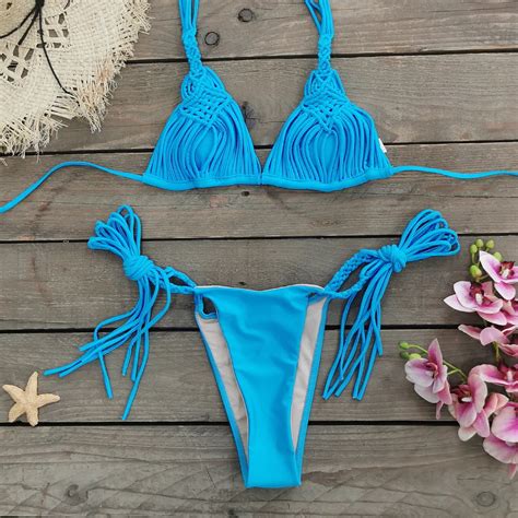 Uveng Three Point Strap Bikini Solid Color Low Waisted Split Swimsuit Woman New Bikini