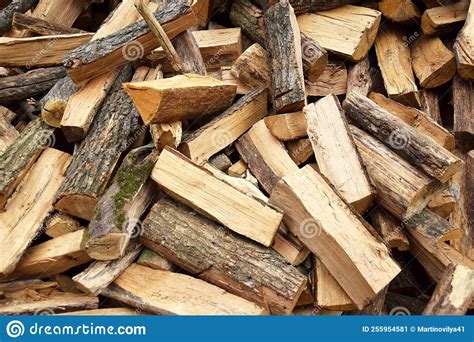 Lots Of Chopped Oak Firewood Natural Background Stock Image Image Of