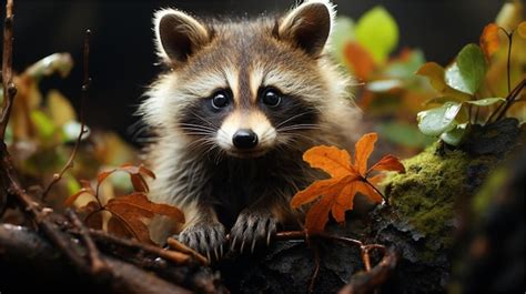 Premium AI Image | Portrait of a cute raccoon on a black background studio shot