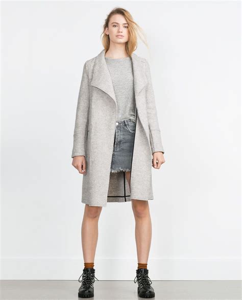 Image 3 Of Wool Coat From Zara Womens Duster Coat Gray Wool Coat Wool Coat