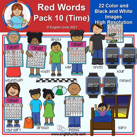 Clip Art Red Sight Words Pack 10 Time Made By Teachers