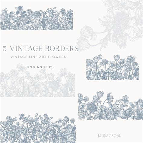 border flowers vintage  art flowers vector eps botanical clipart