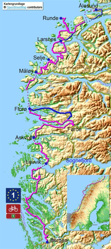 Radtour Norwegen Südwestküste Übersicht