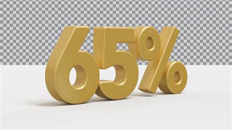 Premium Psd 3d Number 65 Percent Golden Luxury Render