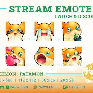 Digimon Adventure Patamon Emote Set Twitch Discord Etsy