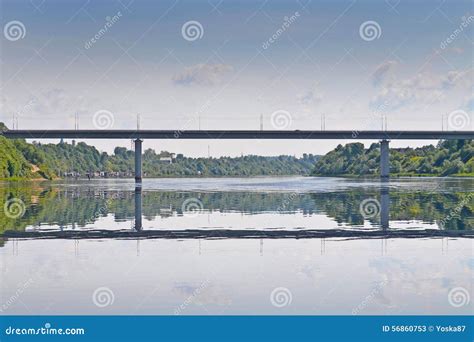 Mirror Bridge Volkhov River Stock Image Image Of Ground City 56860753