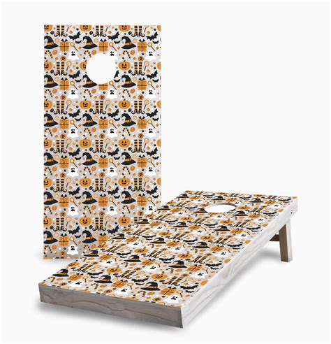 Halloween Pattern On Wood Cornhole Game Cornhole Designs Cornhole