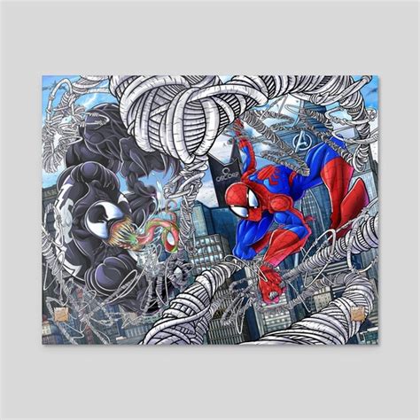 Spiderman and Venom, Maximum Carnage, an art acrylic by Jacob Matte ...