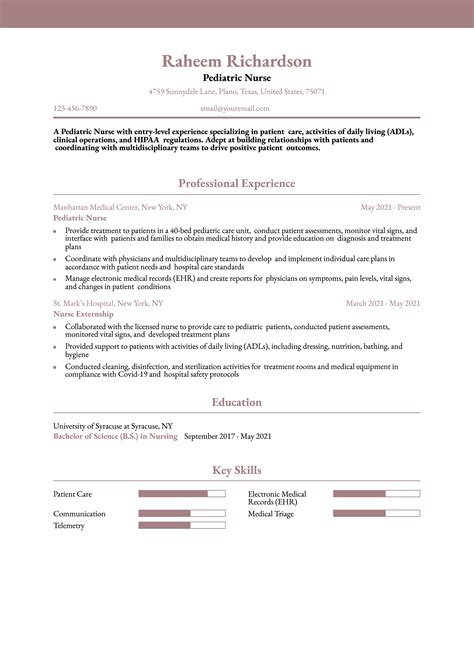 Pediatric Nurse Resume Examples And Templates For 2024