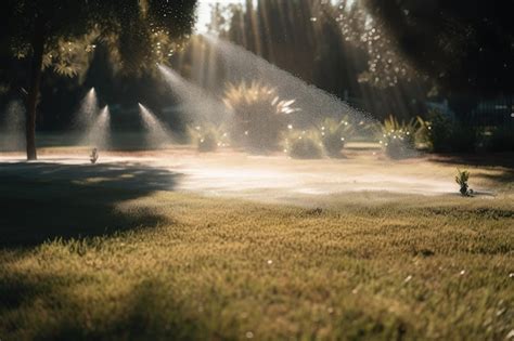 Sistema De Rociadores Con Gotas De Agua Bailando En El Aire Y La Luz