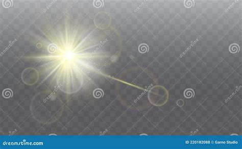 sun flash special effect sunlight isolated spark stock vector