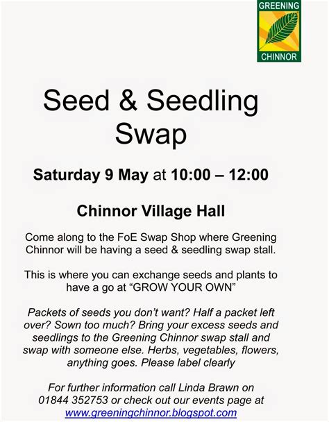 Greening Chinnor Seed Seedling Swap