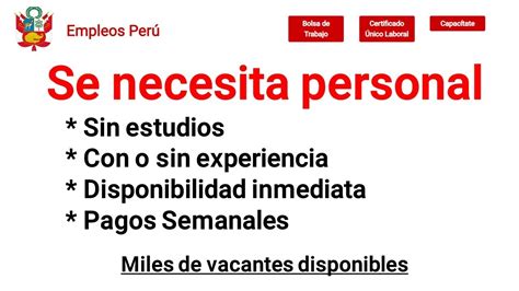 Se Necesita Personal Empleos Peru Urgente Youtube