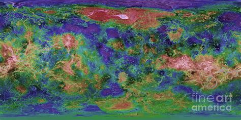 Venus, Topographic Map, Mercator Photograph by Science Source