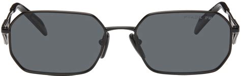 Prada Eyewear Black Triangle Logo Sunglasses Ssense