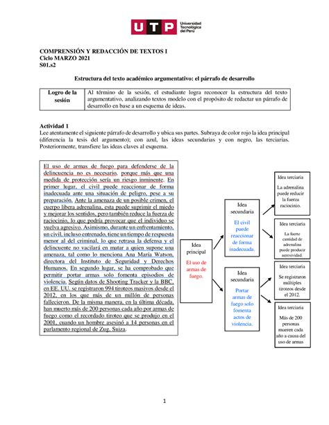 S01s2 Párrafo De Desarrrollo Y Esquema De Ideas Material Marzo 2021