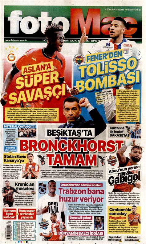 Fotomaç Gazetesi Fotomaç Manşet Oku Haberler 04 Ocak 2024