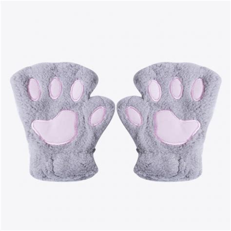 Пухкави плюшени ръкавици без пръсти във формат на котешка лапичка или ...