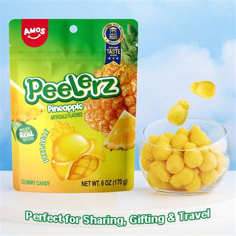 Peelerz Peelable Gummy Pineapple Flavor 6oz Amos Sweets