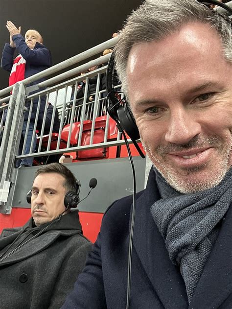 Jamie Carragher Trolls Gary Neville During Liverpools 7 0 Win Over Man United By Taking A