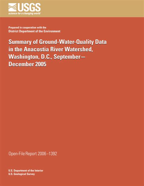 Pdf Summary Of Ground Water Quality Data In The Anacostia River