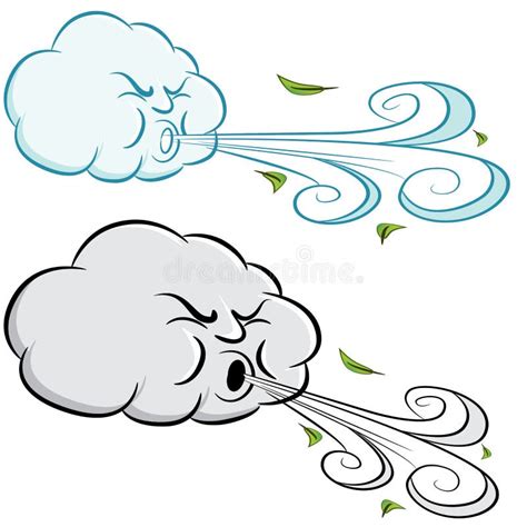 Windy Day Cloud Blowing Wind Y Hojas Ilustraci N Del Vector