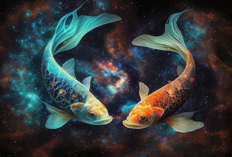 Pisces Zodiac Sign On Space Background Premium Ai Generated Image