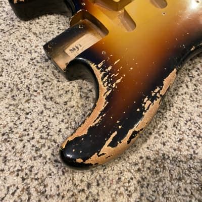 Mjt Stratocaster Body Relicd Sunburst Nitro Finish Nitro Reverb