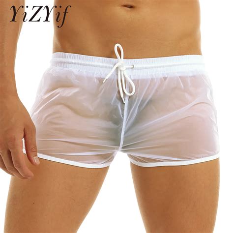 Yizyif M Nner Sexy Boxer Shorts Weiche Durchsichtig Stoff Kordelzug