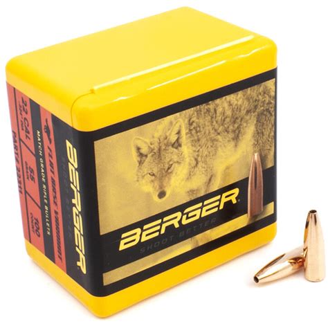 Berger Varmint Bullets 0 224 22 Caliber 55 Grain Flat Base Hollow