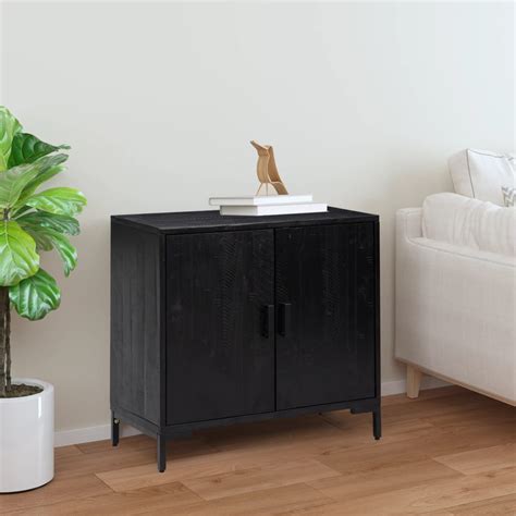 Armoire De Chambre Buffet Noir X X Cm Bois De Pin Massif Recycl