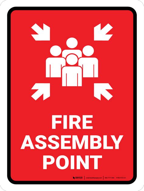 Fire Assembly Point Red Portrait Wall Sign