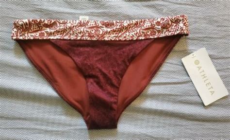 Athleta Dried Cinnamon Aqualuxe Batik Bikini Swim Bottom Mid Rise Large