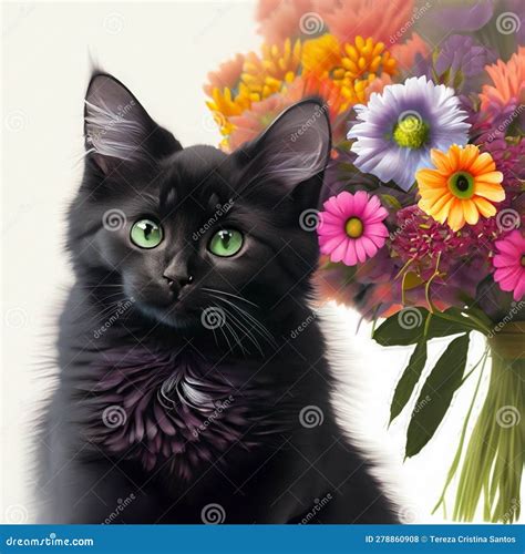 Filhote Gato Preto Lindo Olhos Verdes Stock Photo CartoonDealer