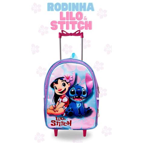 Mochila Rodinha Infantil Escolar Menina Lilo Stitch Feminina Shopee