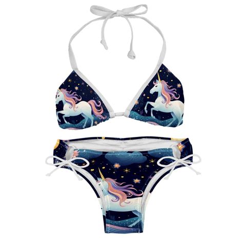 Starry Unicorn Detachable Sponge Adjustable Strap Bikini Set Two Pack