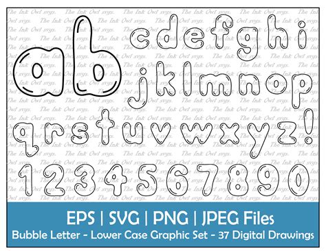 Bubble Letter Alphabet and Numbers Vector Clipart / Lower Case ...