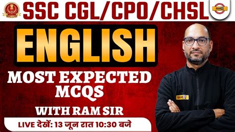 Ssc Cgl Cpo Chsl English Marathon Class English Most Expected Mcqs