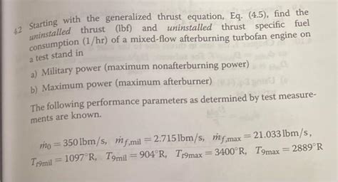 Solved 42 Starting with the generalized thrust equation, Eq. | Chegg.com