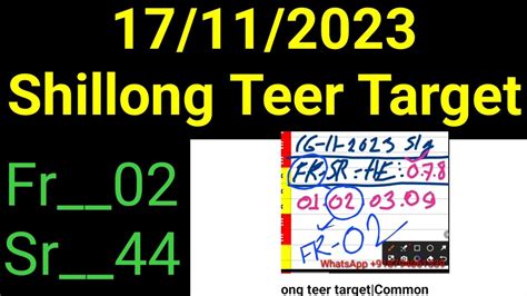 17 11 2023 Shillong Teer Today Teer Target Teer Number Today Tir