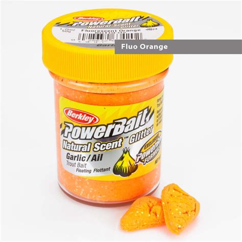 Berkley Powerbait Natural Scent Trout Bait Glitter Garlic Fluo Orange G