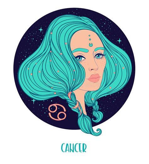 Illustration Of Cancer Zodiac Sign As A Beautiful Girl Stock Illustration Illustration Of Face