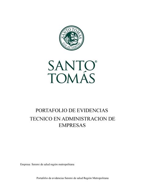 Portafolio De Evidencias Cft Santo Tomas Portafolio De Evidencias