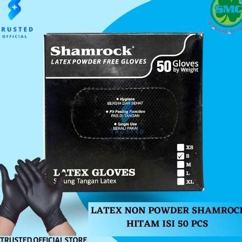 Jual Sarung Tangan Latex Hitam Biru Warna Non Powder Shamrock Box