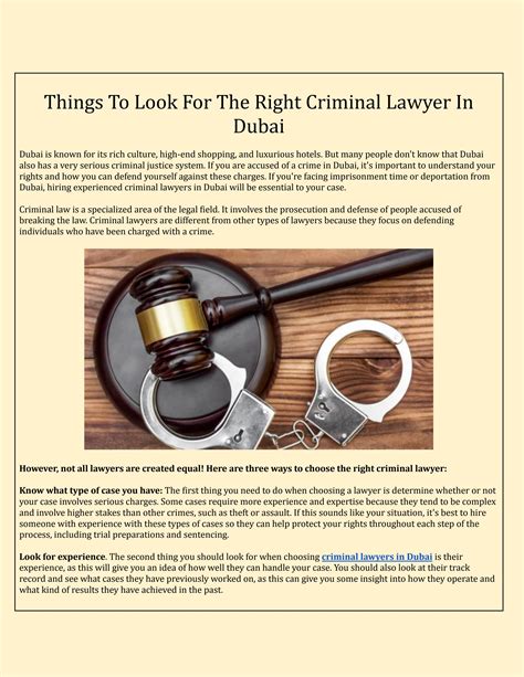 Things To Look For The Right Criminal Lawyer In Dubai By Amber Nick Issuu