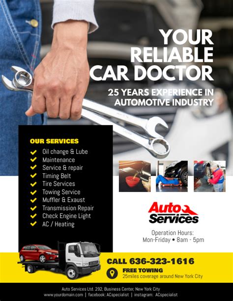 Copy Of Auto Repair Service Flyer Poster Template Postermywall