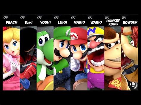 Peach Vs Toad Vs Yoshi Vs Luigi Vs Mario Vs Wario Vs Donkey Kong Vs