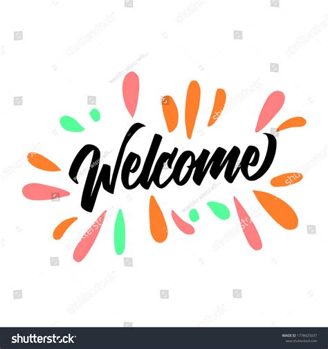 Welcome Hand Drawn Lettering Bannerpostcardflyerand Greeting Stock