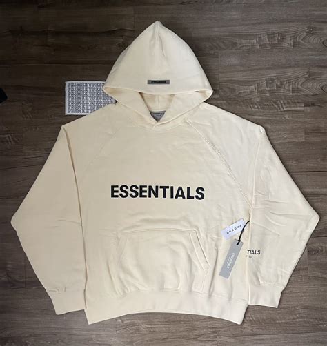 Essentials × Fear Of God × Streetwear Fear Of God Essentials Hoodie Cream Ss20 Size M Grailed